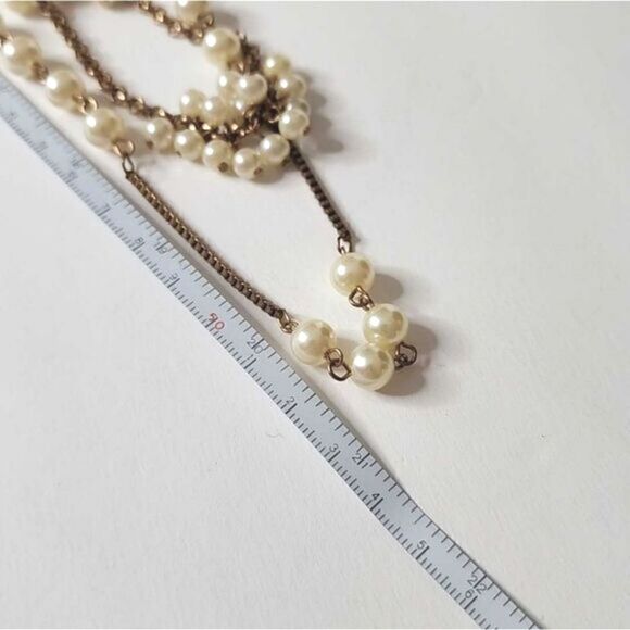 Vintage double gold chain with pearl clusters - Picture 7 of 7